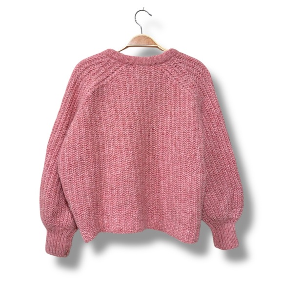 Sezane Emile Alpaca Wool Balloon Sleeve Cardigan in Molted Pink Size XS - Picture 7 of 11